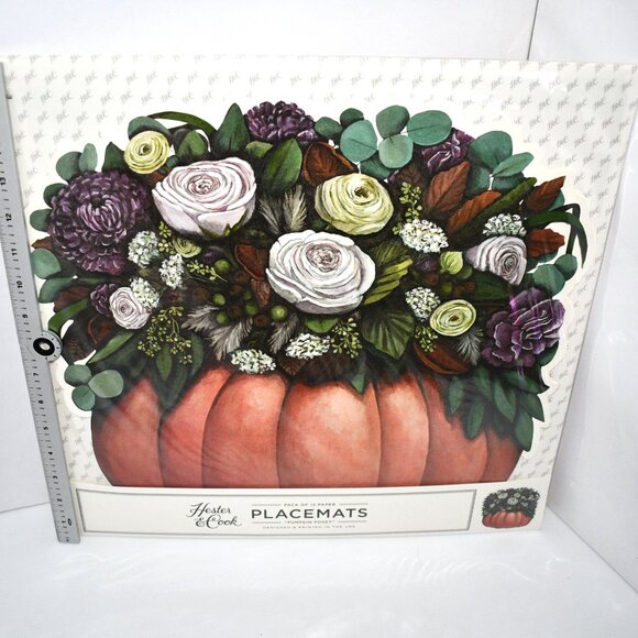 Hester & Cook 12 Die-cut Pumpkin Posey Placemat 15.9" x 15.2" NWT - Picture 2 of 4